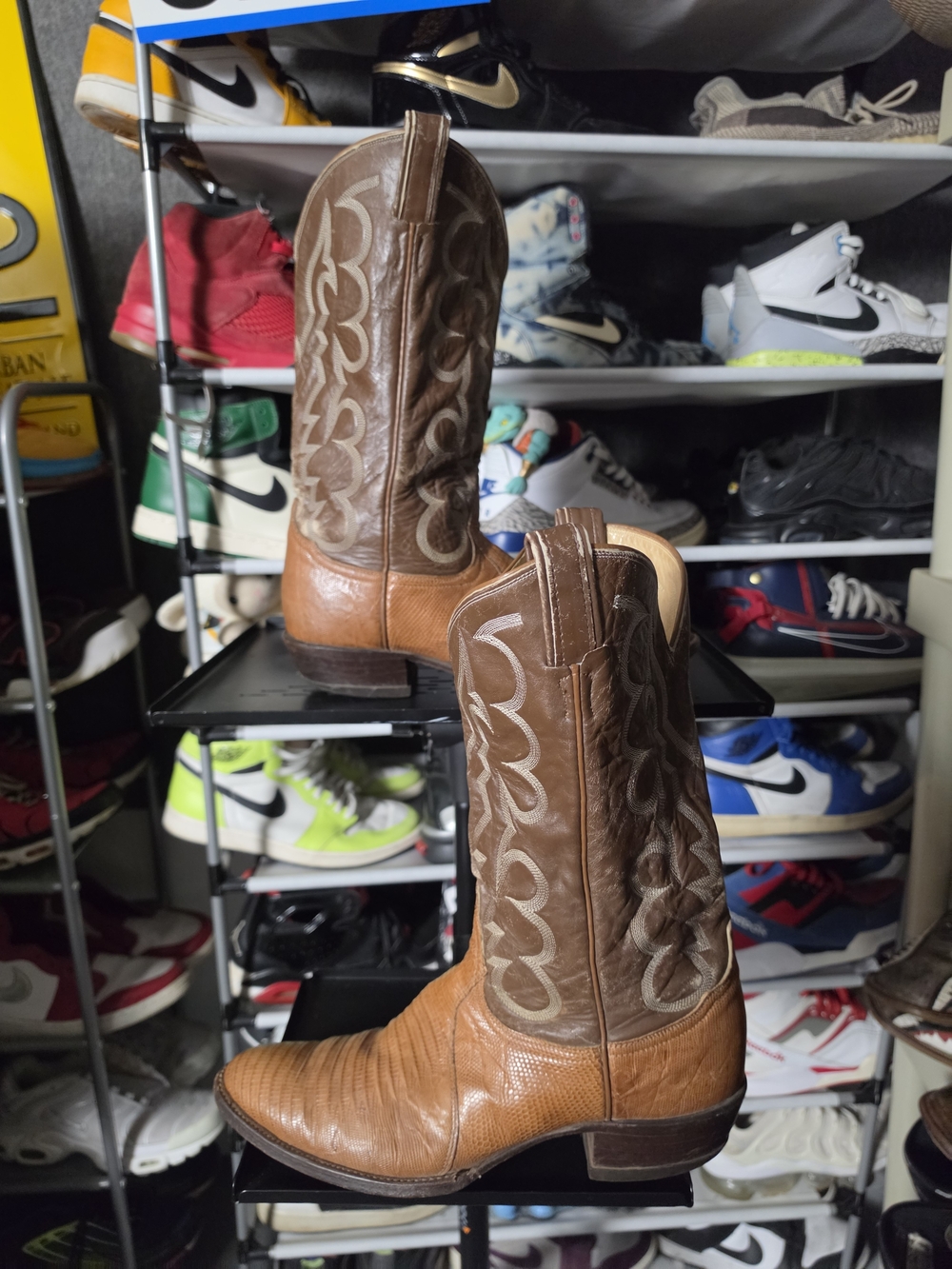🔥 Tony Lama Teju Lizard Men Size 11 B Two-Tone Brown Western Cowboy Boots